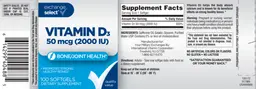 Label for Vitamin D3 50 mcg (2000 IU)