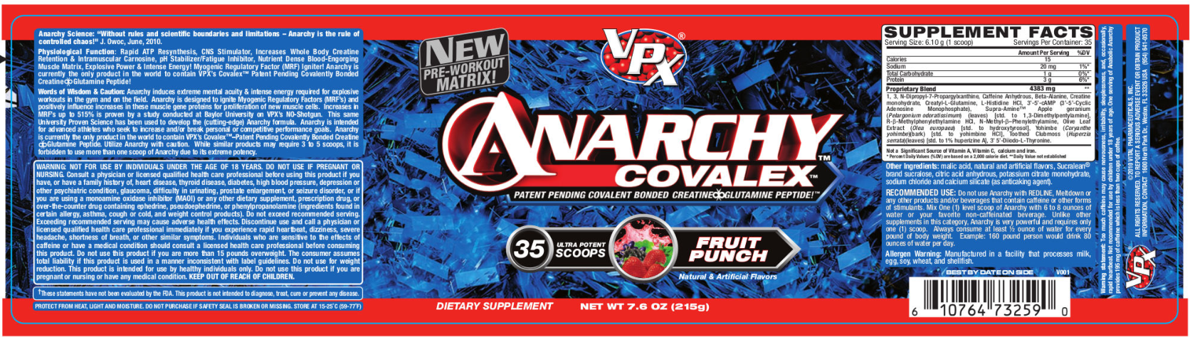 Label for Anarchy Covalex Fruit Punch