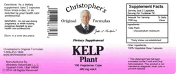 Label for Kelp Plant 600 mg