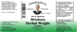 Label for Metaburn Herbal Weight Formula