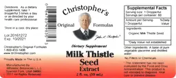 Label for Milk Thistle Seed Extract