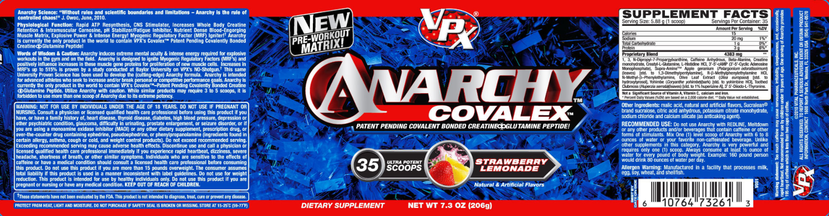 Label for Anarchy Covalex Strawberry Lemonade