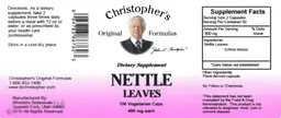 Label for Nettle Leaves 400 mg