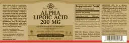 Label for Alpha Lipoic Acid 200 mg