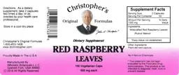 Label for Red Raspberry Leaves 500 mg
