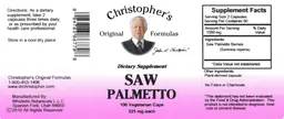 Label for Saw Palmetto 525 mg