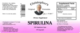 Label for Spirulina 475 mg