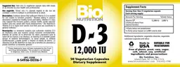 Label for D-3 12,000 IU