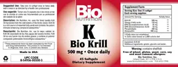 Label for K Bio Krill 500 mg