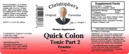 Label for Quick Colon Tonic Part 2 Powder