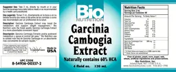 Label for Garcina Cambogia Extract