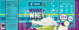 Label for Waves of Whey Protein Mini Marshmallows