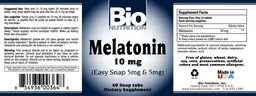 Label for Melatonin 10 mg