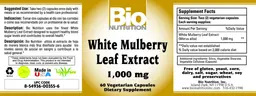 Label for White Mulberry Leaf Extract 1,000 mg