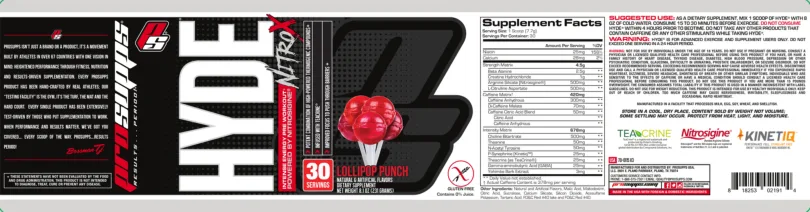 Label for Hyde NitroX Lollipop Punch