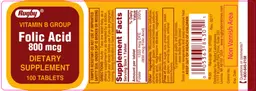 Label for Folic Acid 800 mcg