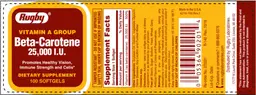 Label for Beta-Carotene 25,000 IU