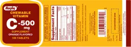 Label for Chewable Vitamin C-500 mg Orange Flavored
