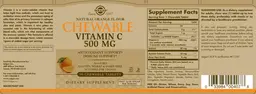 Label for Natural Orange Flavor Chewable Vitamin C 500 mg