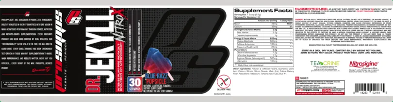 Label for Dr. Jekyll NitroX Blue Razz Popsicle