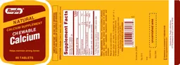 Label for Natural Chewable Calcium