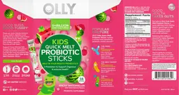 Label for Kids Quick Melt Probiotic Sticks Wacky Watermelon