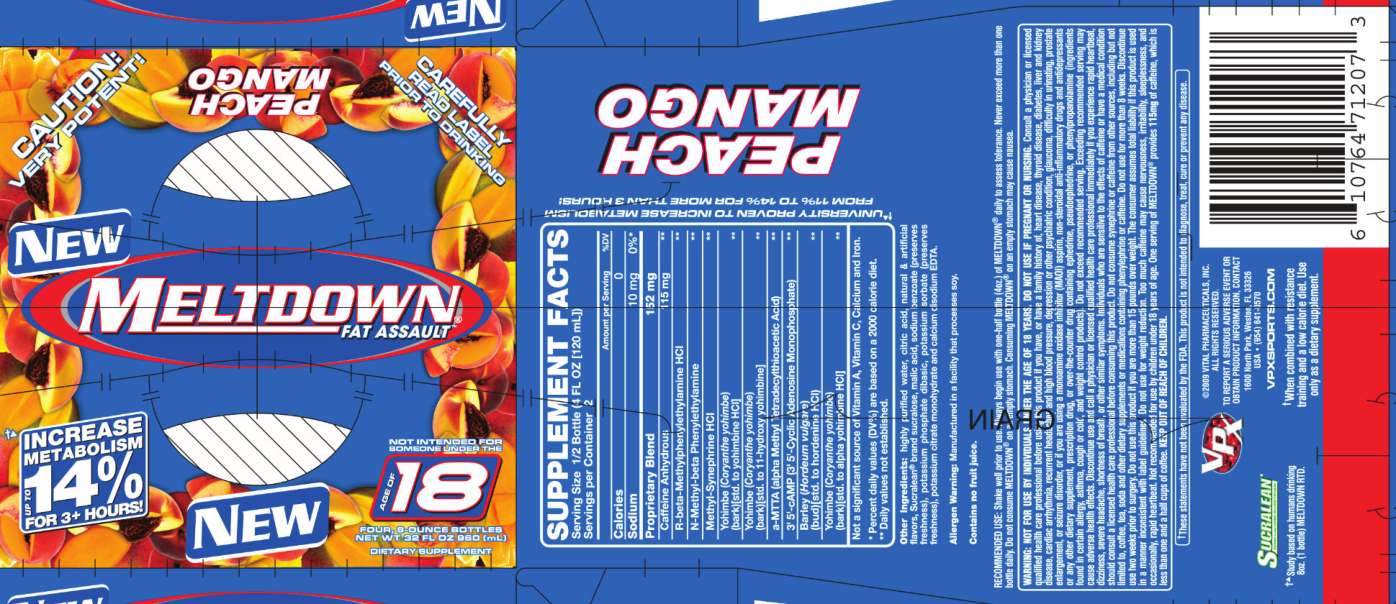 Label for Meltdown Fat Assault Peach Mango