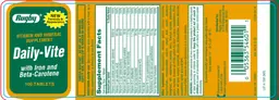 Label for Daily-Vite with Iron and Beta-Carotene