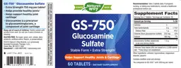 Label for GS-750 Glucosamine Sulfate Extra Strength