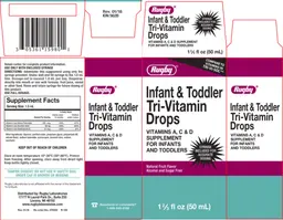 Label for Infant & Toddler Tri-Vitamin Drops Natural Fruit Flavor