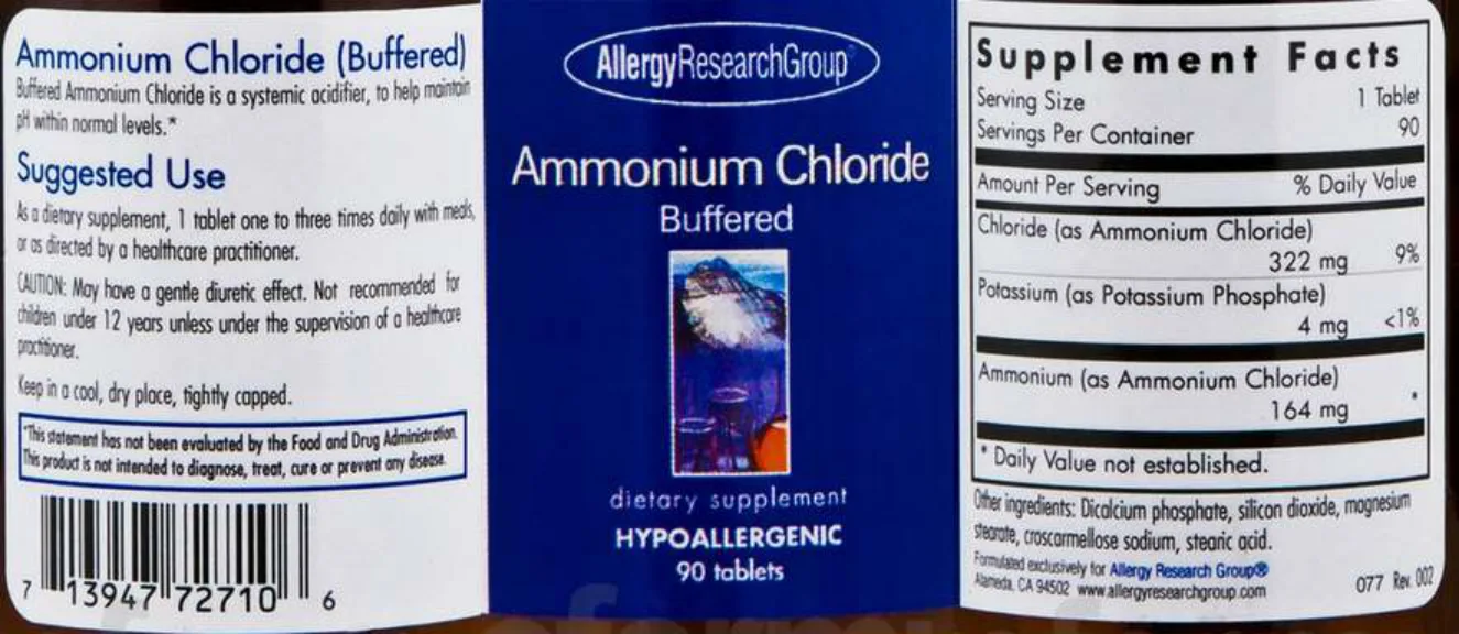 Label for Ammonium Chloride Buffered