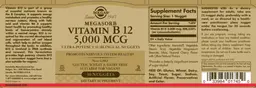 Label for Megasorb Vitamin B12 5000 mcg
