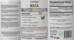 Label for Maca 750 mg