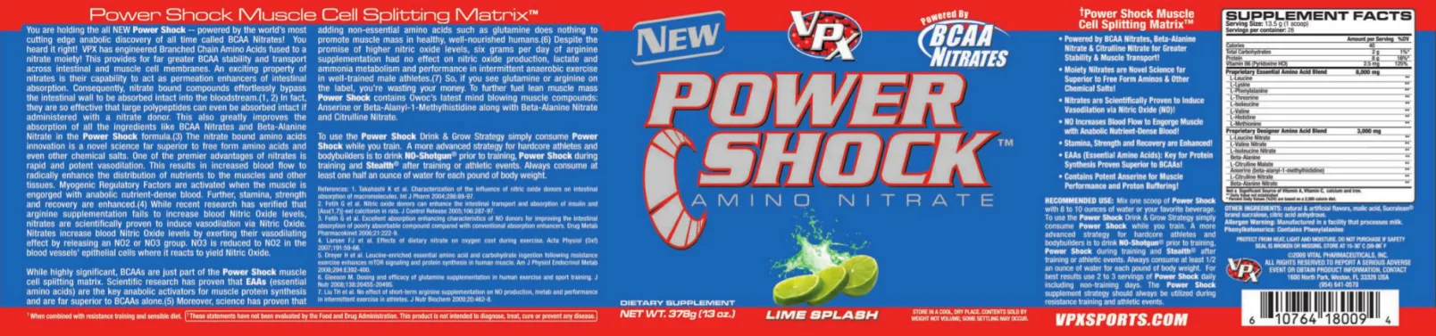 Label for Power Shock Lime Splash