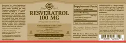 Label for Resveratrol 100 mg