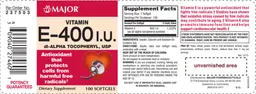 Label for Vitamin E-400 IU