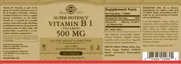 Label for Super Potency Vitamin B 1 (Thiamin) 500 mg