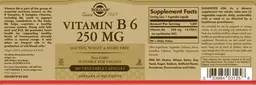 Label for Vitamin B6 250 mg