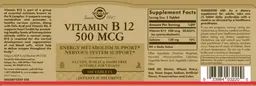 Label for Vitamin B12 500 mcg