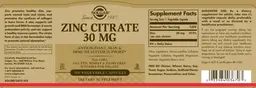 Label for Zinc Citrate 30 mg