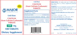 Label for Calcium 600 mg