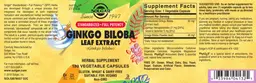 Label for Ginkgo Biloba Leaf Extract