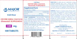 Label for Oyster Shell Calcium 500 mg