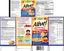 Label for Alive! Children's Chewable Multi-Vitamin