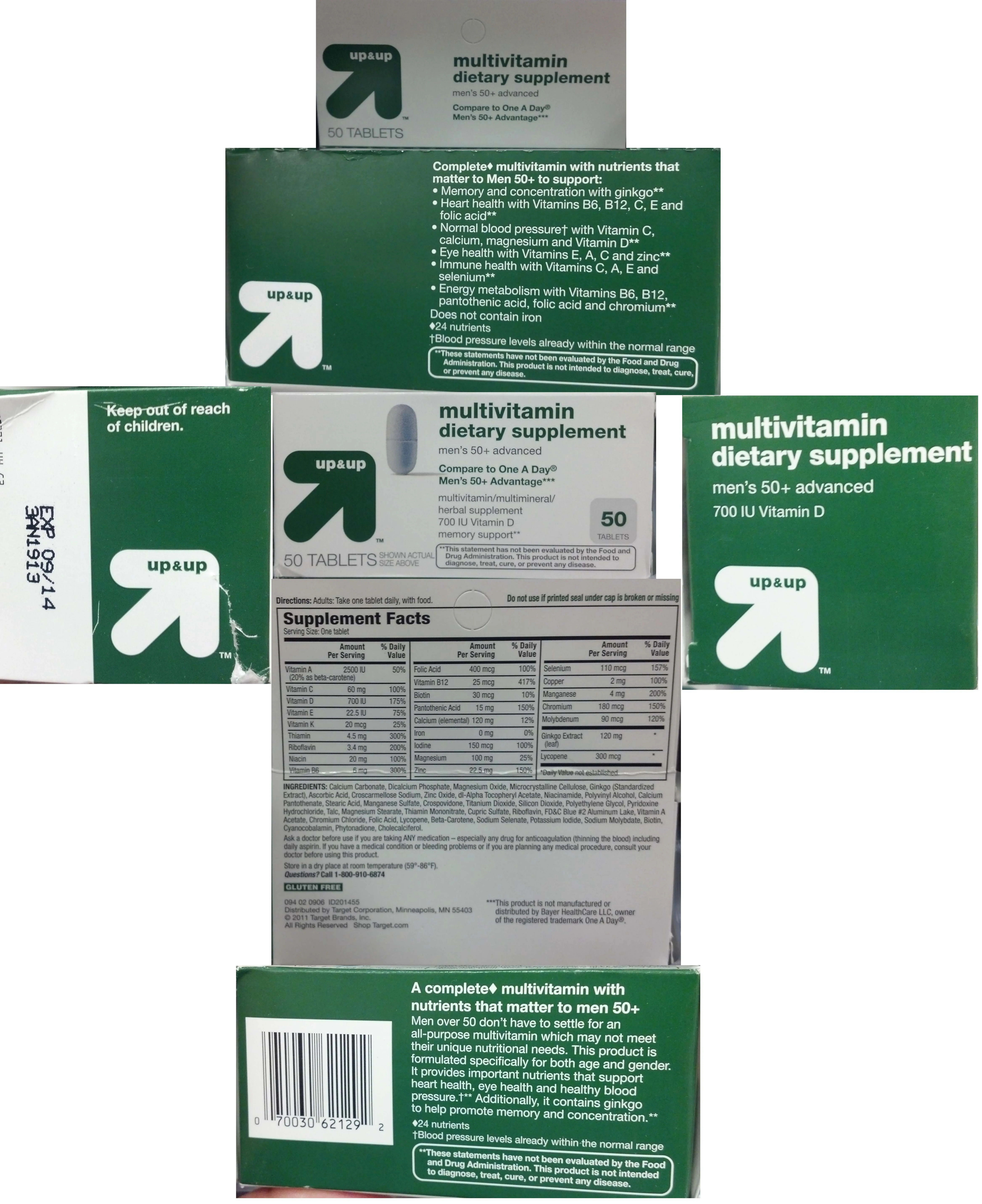 Label for Multivitamin Men's 50+ Advanced