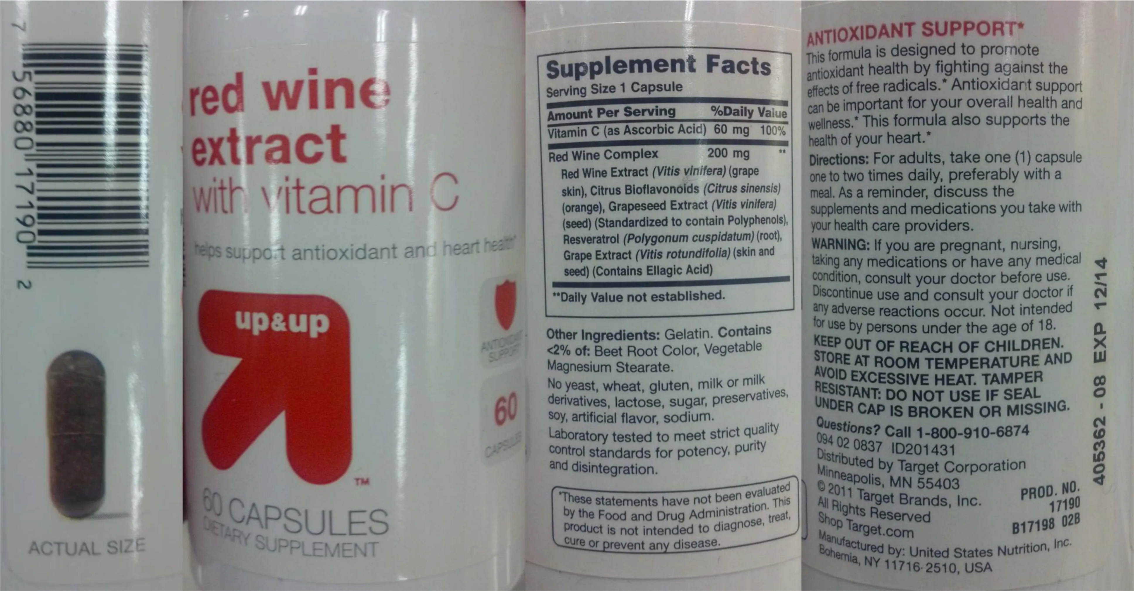Label for Red Wine Extract with Vitamin C