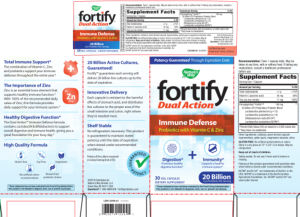 Label for Fortify Dual Action Immune Defense 20 Billion