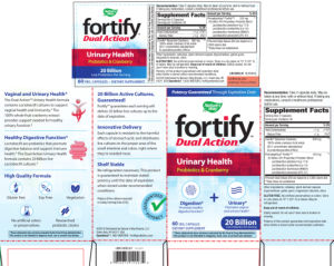 Label for Fortify Dual Action Urinary Health 20 Billion