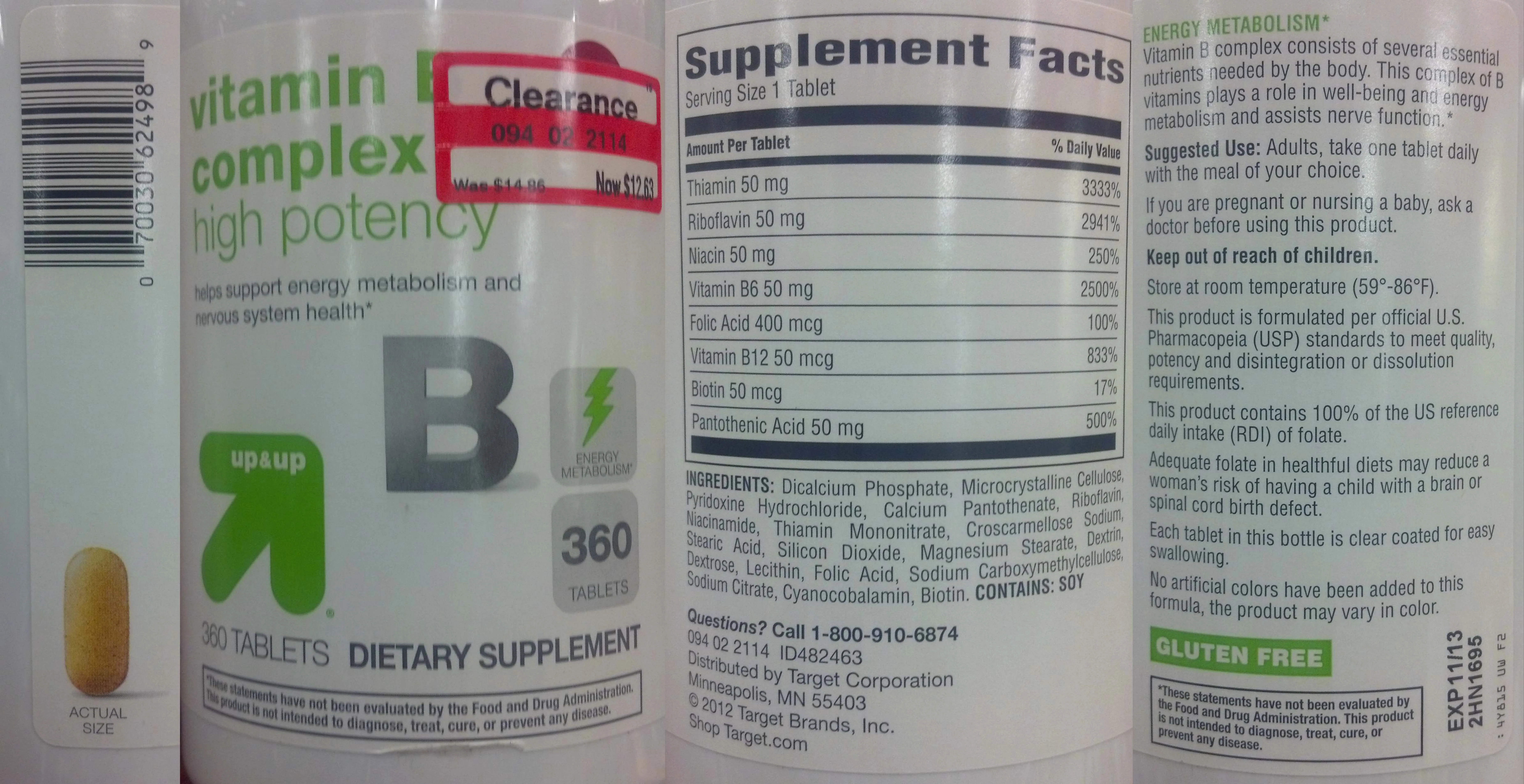 Label for Vitamin B Complex
