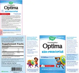 Label for Primadophilus Optima Kids Probiotics 10 Billion Fruit Punch Flavored